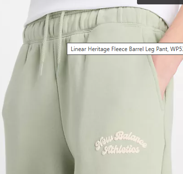 Linear Heritage Fleece Barrel Leg Pant - NEW BALANCE