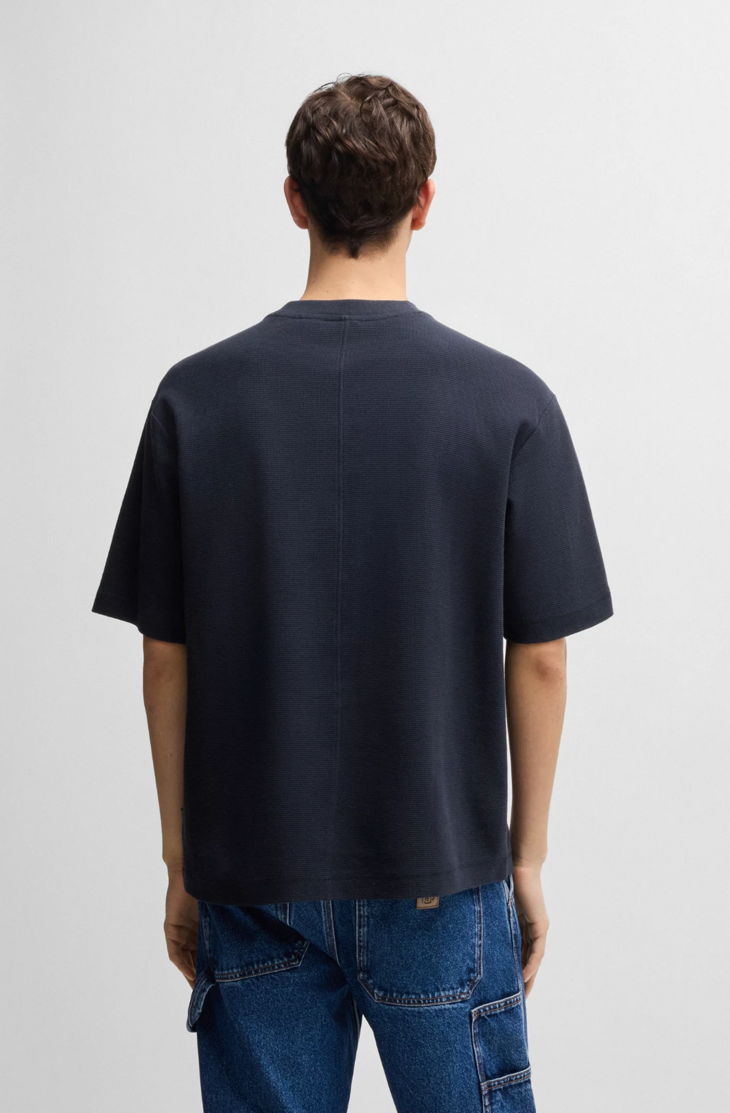 T-shirt en coton gaufré avec logo brodé - BOSS