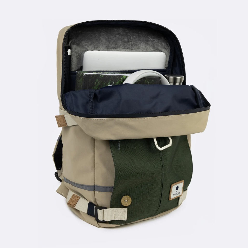 Sac a dos beige & navy & kaki