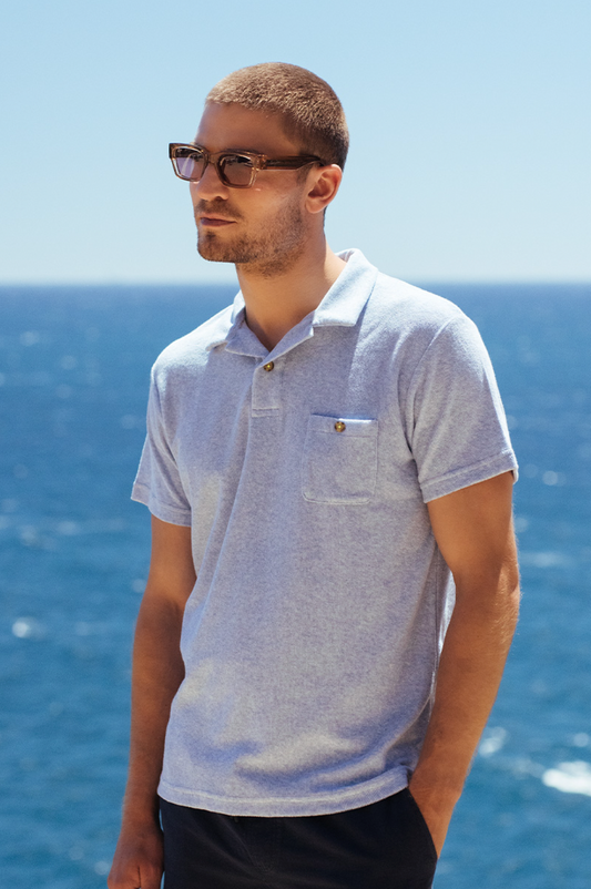 Polo Bleu Chiné en éponge