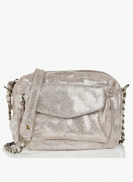 Sac bandoulière - Naina Leather Crossover - Argent