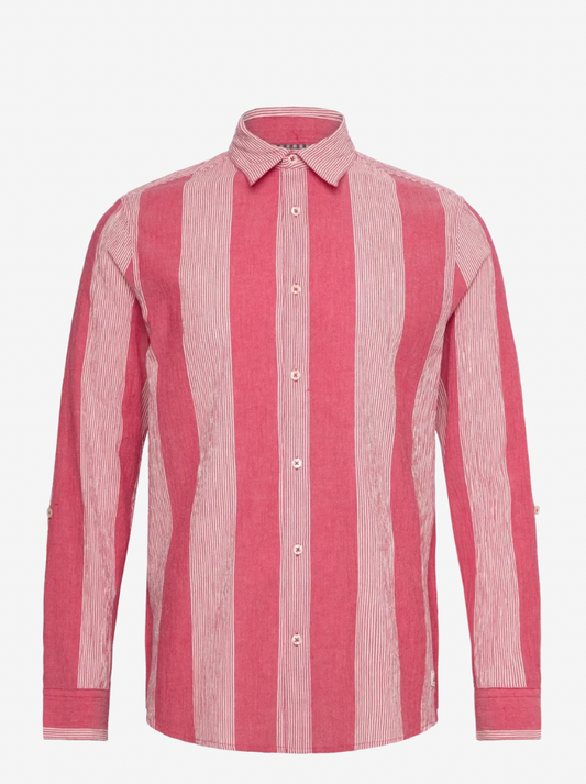 Crinkled-stripe regular fit shirt - Chemises à rayures