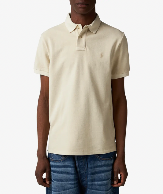Polo Mineral-Dyed Mesh Polo Shirt - Beige