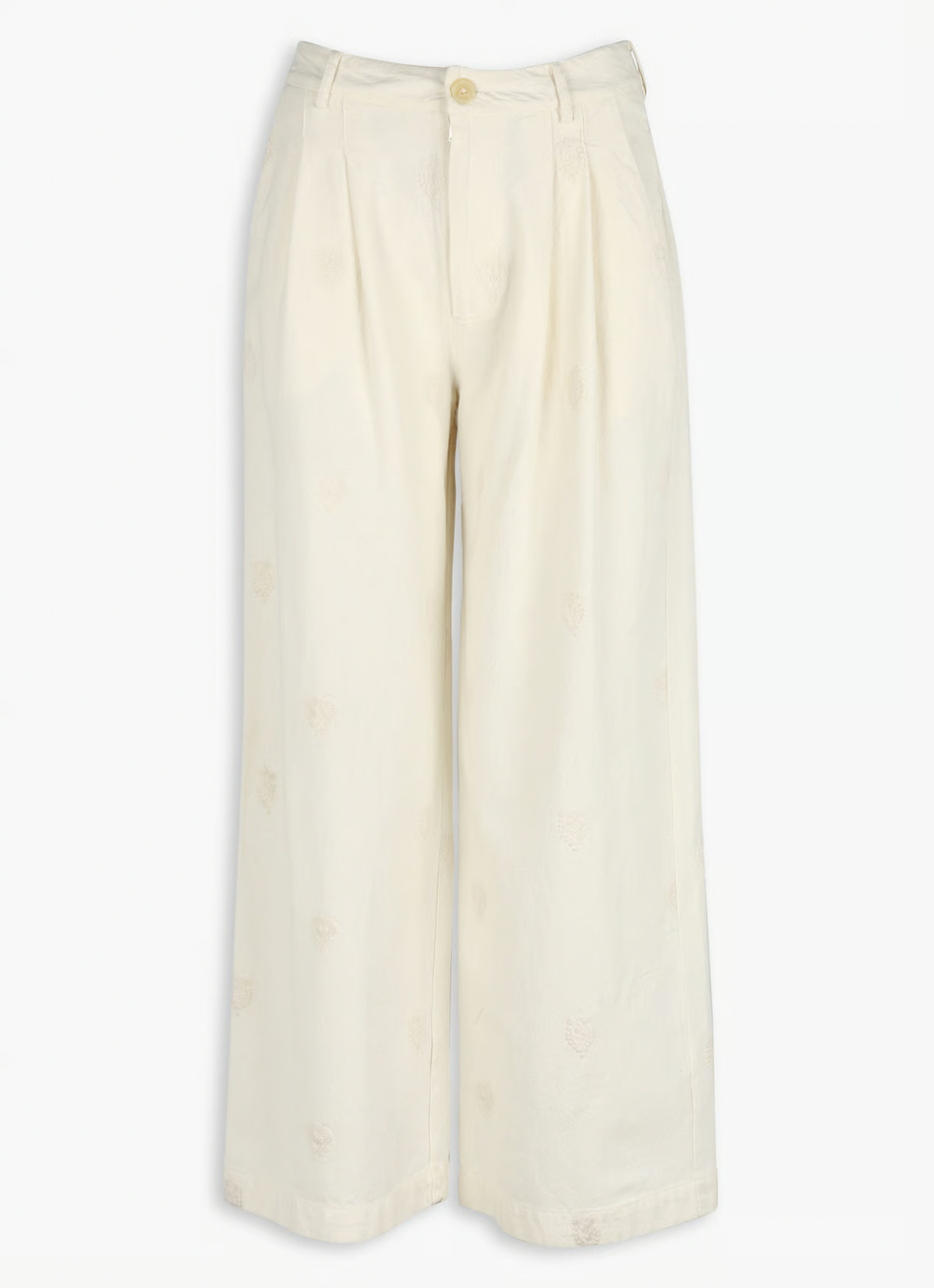Pantalon large brodé en coton - Blanc – LOLO