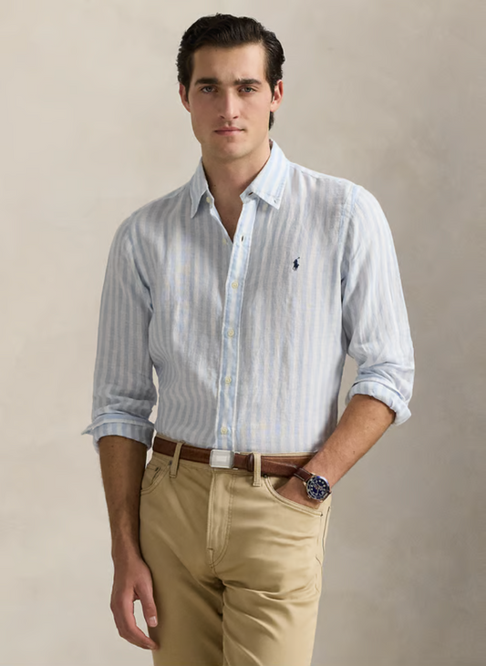 Chemise col classique en lin - Multicolore