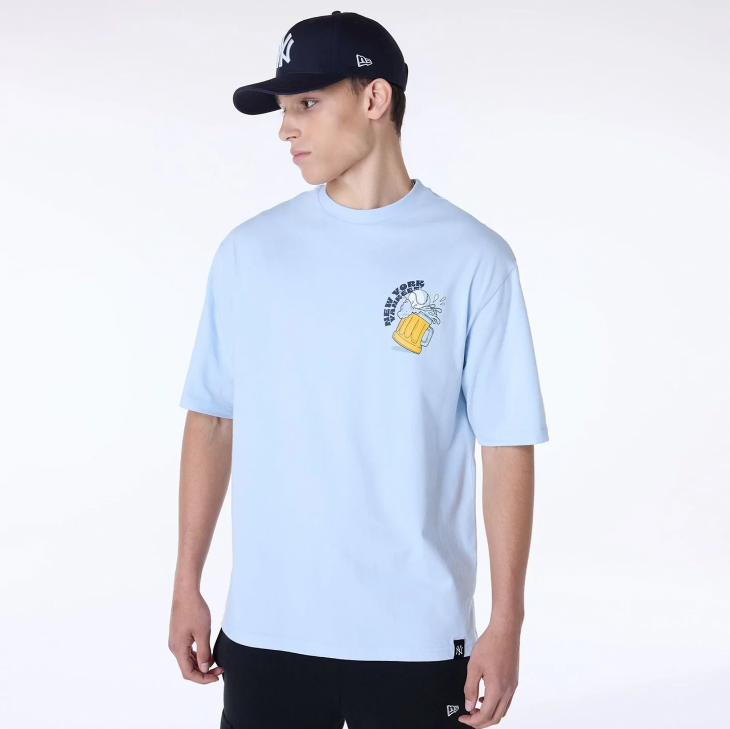 T-shirt Oversize New York Yankees MLB Food Graphic Bleu Pastel - NEW ERA