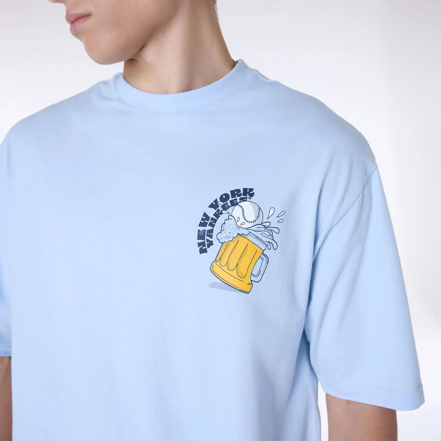 T-shirt Oversize New York Yankees MLB Food Graphic Bleu Pastel - NEW ERA
