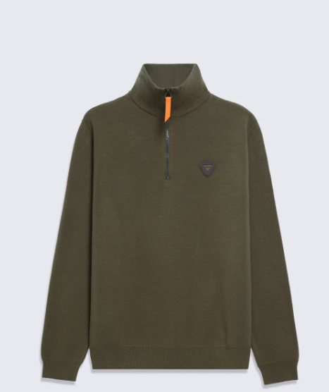 Pull mixte camionneur col zippé Lewis Patch - GERTRUDE