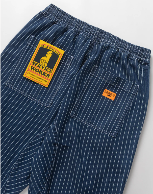 Pinstripe Denim Chef Pants - Indigo - services work - Duckstore_narbonne