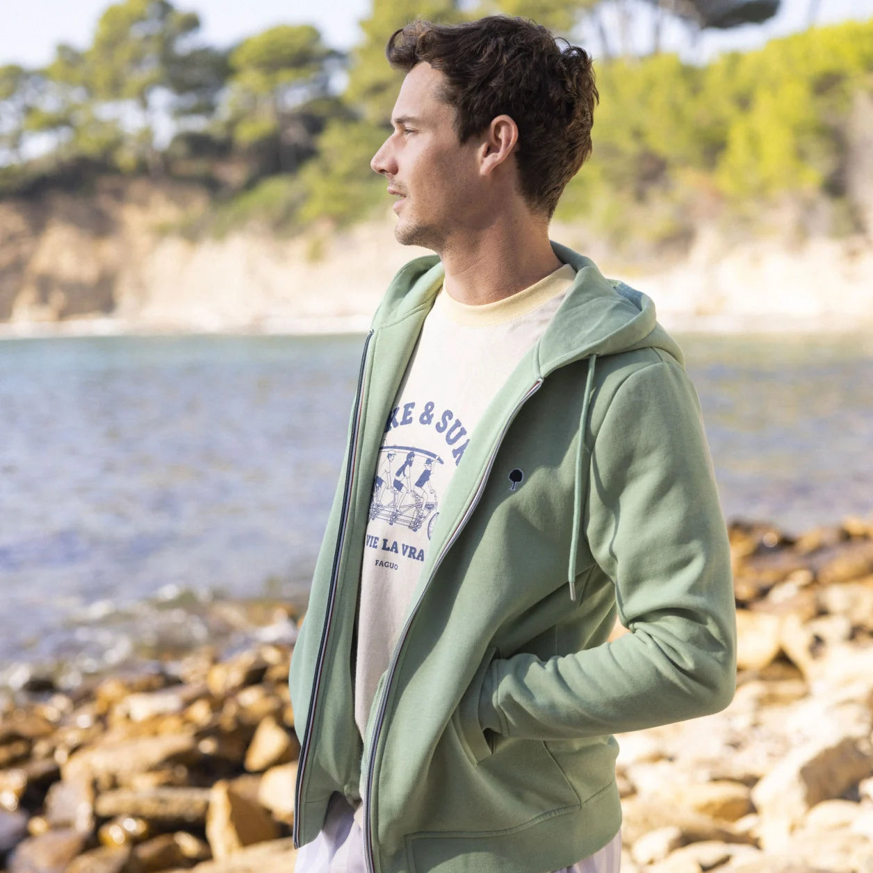Sweat à capuche zippé vert clair - Duckstore_narbonne