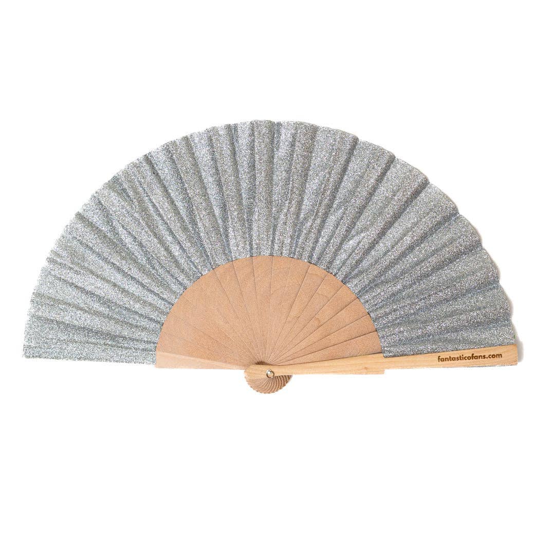 Eventail argenté pailleté 23 cm - Duckstore_narbonne