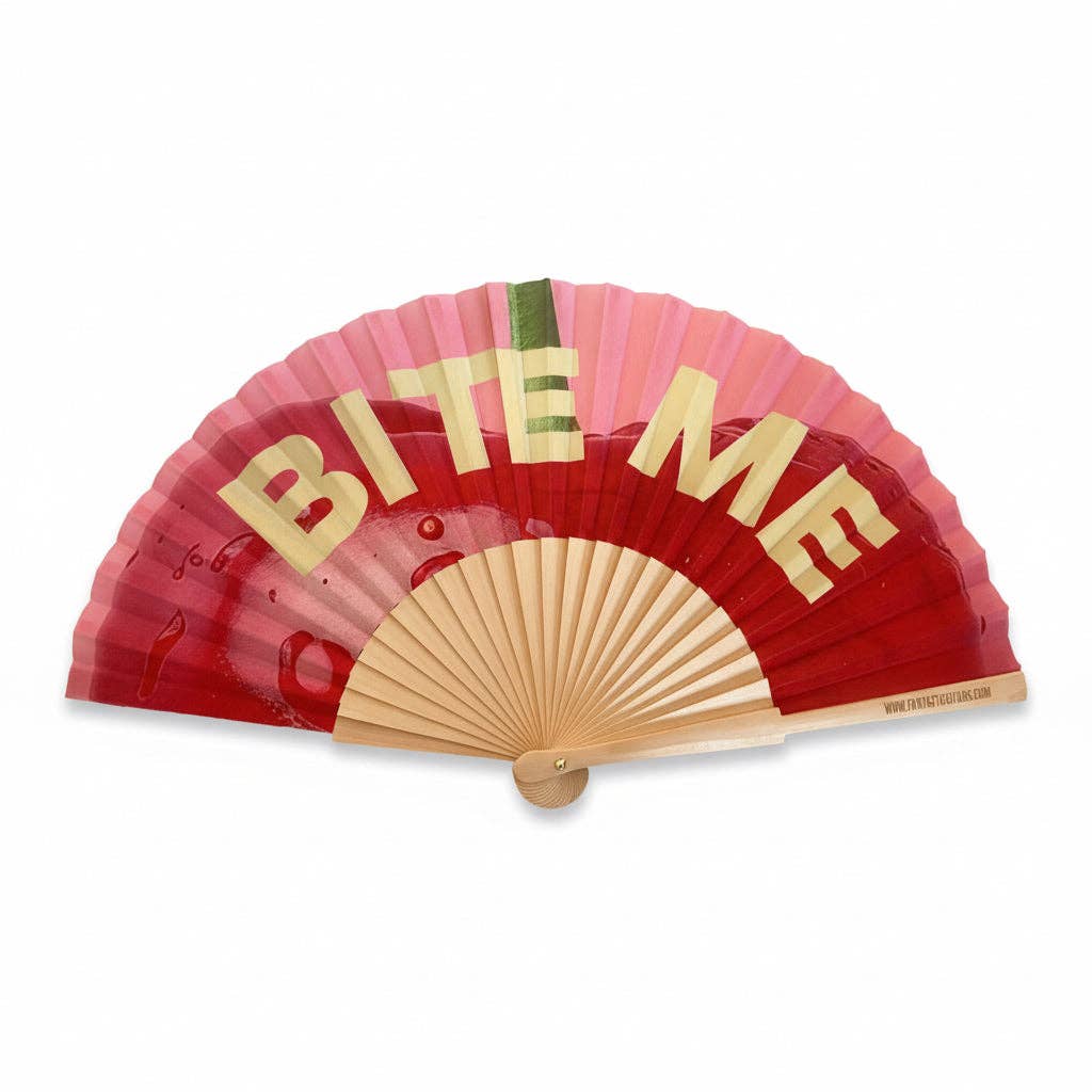 Éventail incurvé avec slogan "Bite Me Cherry" 23 cm - Duckstore_narbonne