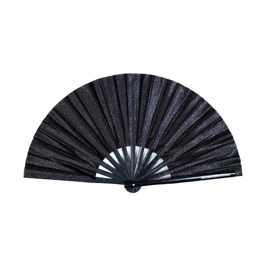 Éventail XL noir à paillettes méga - Duckstore_narbonne