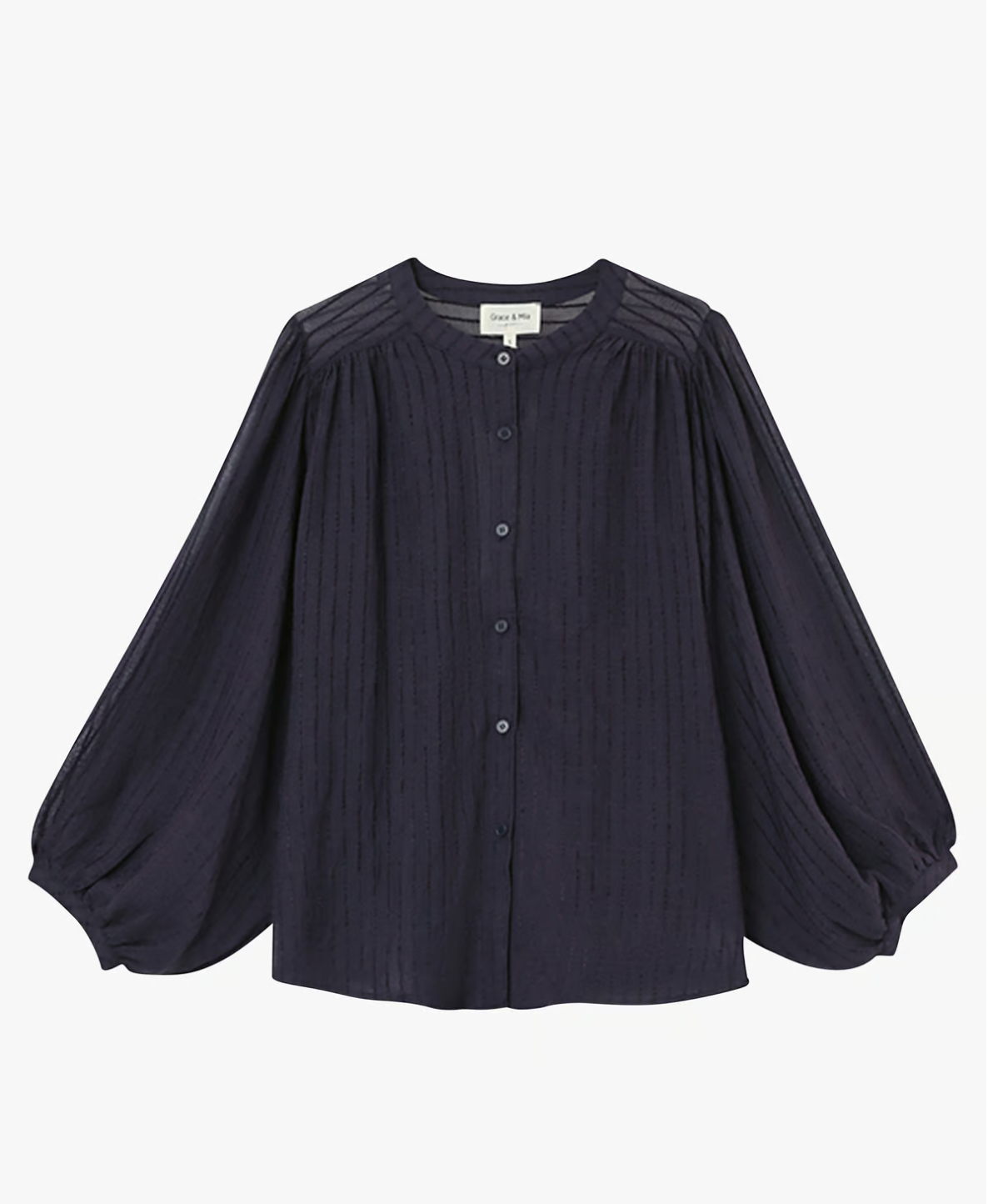 Blouse ample rayée à fronces - Bleu – POESIE - Duckstore_narbonne