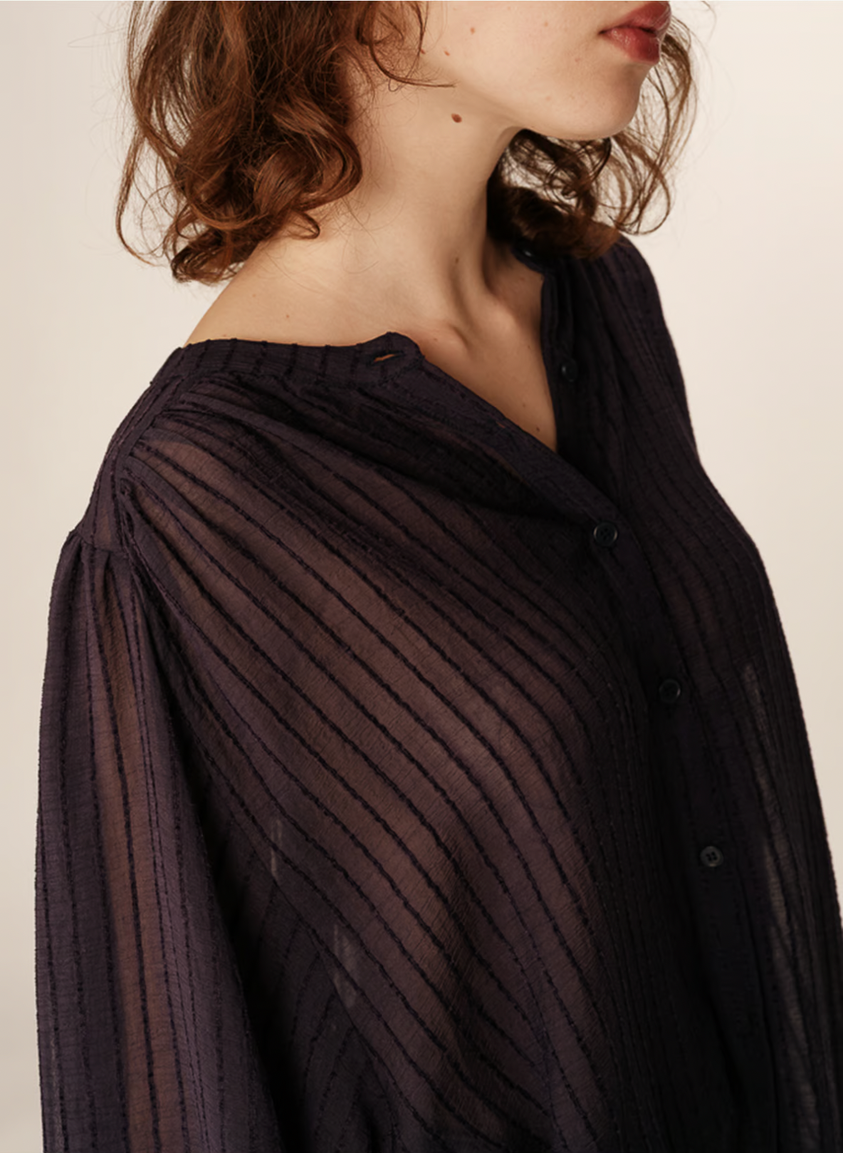 Blouse ample rayée à fronces - Bleu – POESIE - Duckstore_narbonne