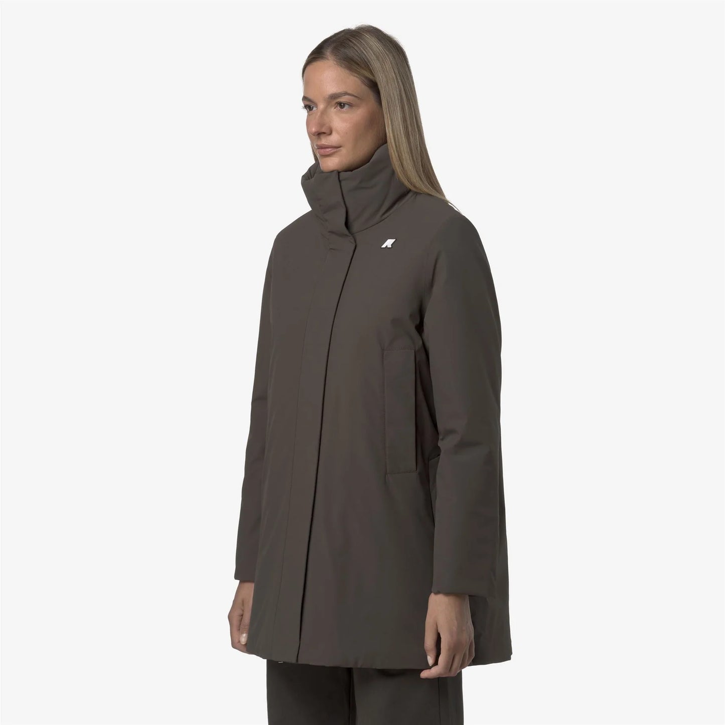 Veste mi-longue  à capuche olive noire - KWAY