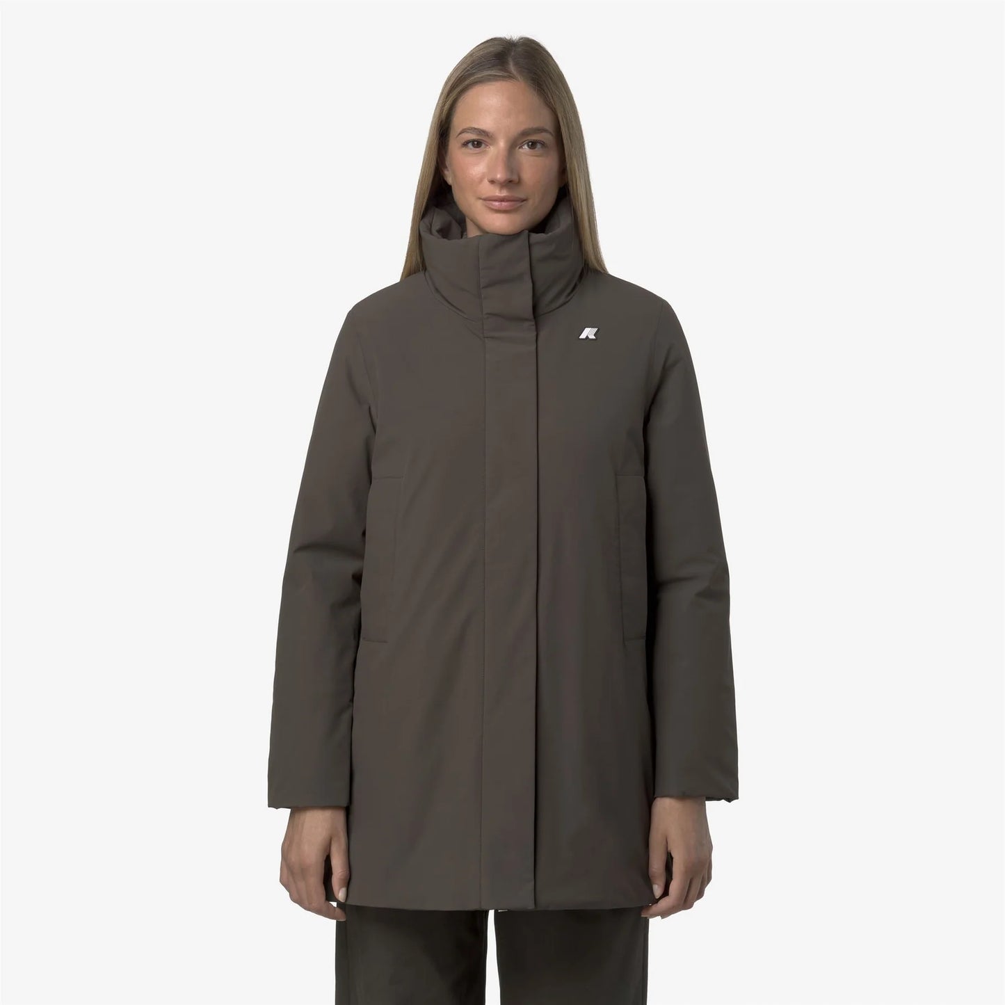 Veste mi-longue  à capuche olive noire - KWAY