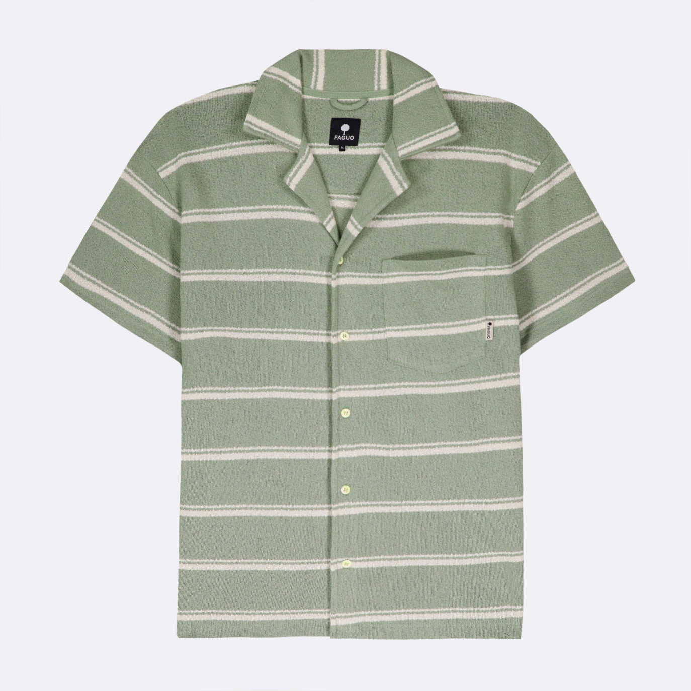 Chemise kaki & écrue maille à rayures