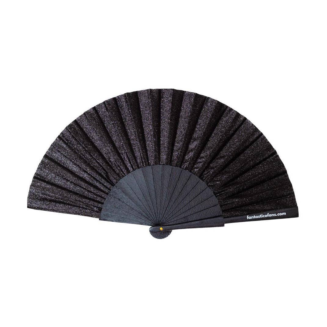 Éventail noir pailleté 23 cm - Duckstore_narbonne