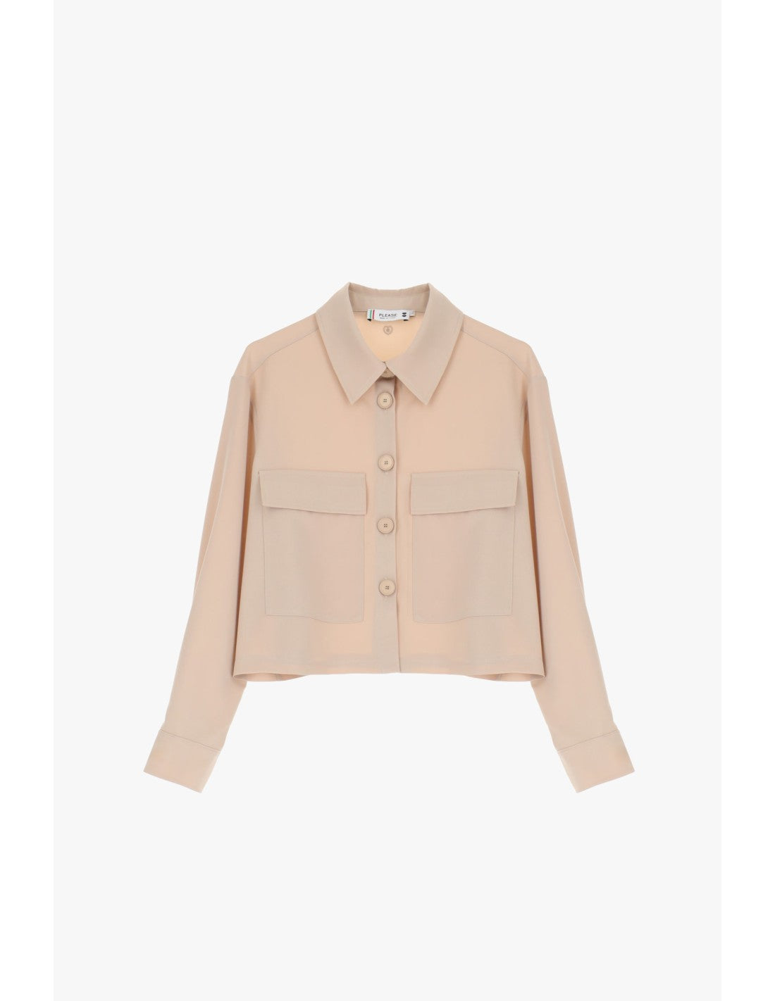 Blouson court en crepe fluide Beige - Duckstore_narbonne
